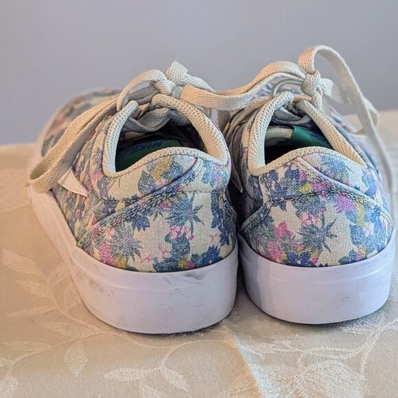 Nike SB Charge CNVS PRM Sneakers 4.5Y White Fossil Evergreen Floral Canvas Shoes - Picture 4 of 9
